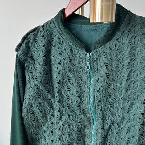 Dark Green Lace Bomber